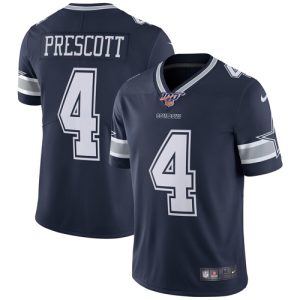Dallas Cowboys 100th #4 Dak Prescot Navy Vapor Untouchable Limited Stitched Jersey