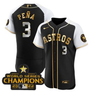 Houston Astros #3 Jeremy PeNa 2023 Black Gold Alternate Flex Base Stitched Jersey