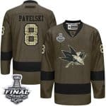 Sharks #8 Joe Pavelski Green Salute To Service 2016 Stanley Cup Final Patch Stitched Jersey