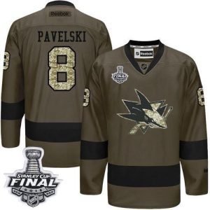 Sharks #8 Joe Pavelski Green Salute To Service 2016 Stanley Cup Final Patch Stitched Jersey