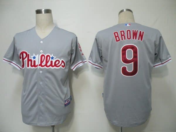 Phillies #9 Domoic Brown Grey Cool Base Stitched Jersey