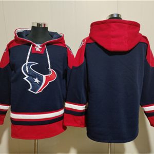 Houston Texans Blank Navy Ageless Must-Have Lace-Up Pullover Hoodie