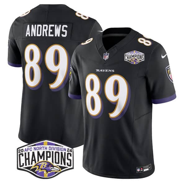 Baltimore Ravens #89 Mark Andrews Black F.U.S.E. 2024 AFC North Division Champions Vapor Limited Jersey