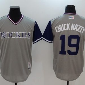 Colorado Rockies #19 Charlie Blackmon "Chuck Nazty" Grey Stitched Jersey