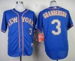 Mets #3 Curtis Granderson Blue(Grey NO.) Alternate Road Cool Base Stitched Jersey