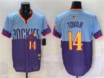 Colorado Rockies #14 Ezequiel Tovar Purple Light Blue 2025 City Connect Limited Stitched Jersey
