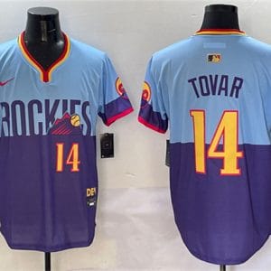 Colorado Rockies #14 Ezequiel Tovar Purple Light Blue 2025 City Connect Limited Stitched Jersey