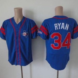 Mitchell And Ness Rangers #34 Nolan Ryan Blue Throwback Stitched Jersey