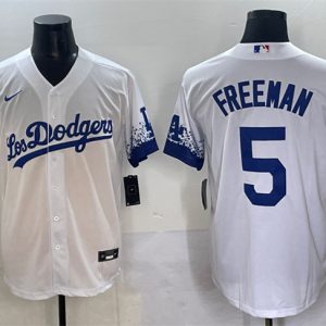 Los Angeles Dodgers #5 Freddie Freeman White City Connect Cool Base Stitched Jersey