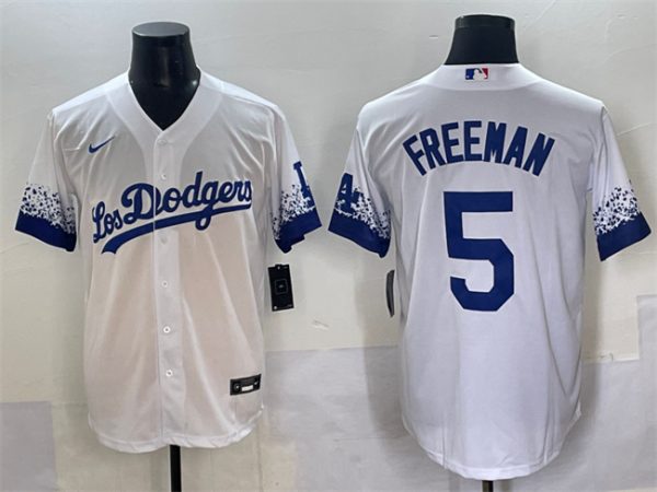 Los Angeles Dodgers #5 Freddie Freeman White City Connect Cool Base Stitched Jersey