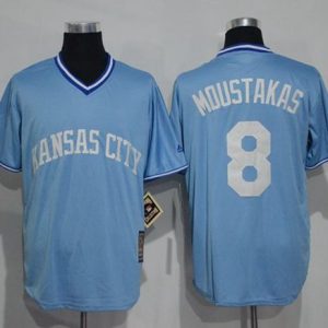 Royals #8 Mike Moustakas Light Blue Cooperstown Stitched Jersey