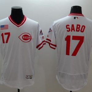 Reds #17 Chris Sabo White Flexbase Authentic Collection Cooperstown Stitched Jersey