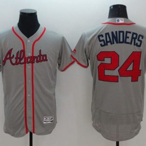 Braves #24 Deion Sanders Grey Fashion Stars Stripes Flexbase Authentic Stitched Jersey
