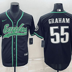 Philadelphia Eagles #55 Brandon Graham Black With Patch Cool Base Stitched Baseball Jersey