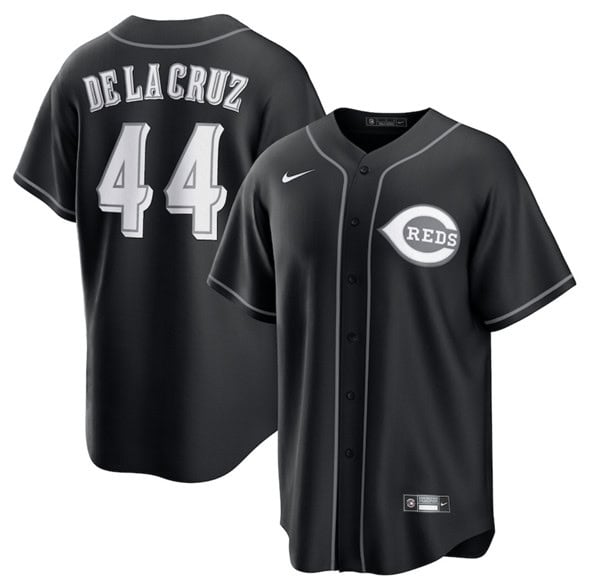 Cincinnati Reds #44 Elly De La Cruz Black Lights Out Limited Stitched Jersey