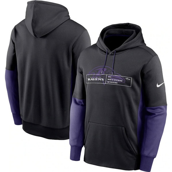 Baltimore Ravens Black Color Block Fleece Performance Pullover Hoodie