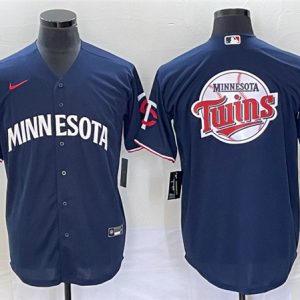 Minnesota Twins With Team Logo In Back Navy Cool Base Stitched Jersey
