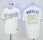 Royals #25 Kendrys Morales White New Cool Base 2015 World Series Champions Gold Program Stitched Jersey