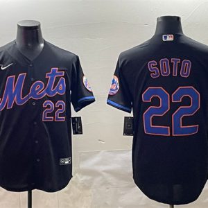 New York Mets #22 Juan Soto Black 2025 Spring Training Cool Base Stitched Jersey
