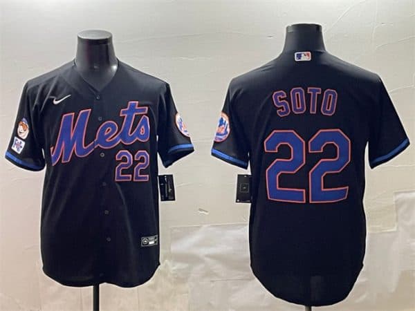 New York Mets #22 Juan Soto Black 2025 Spring Training Cool Base Stitched Jersey
