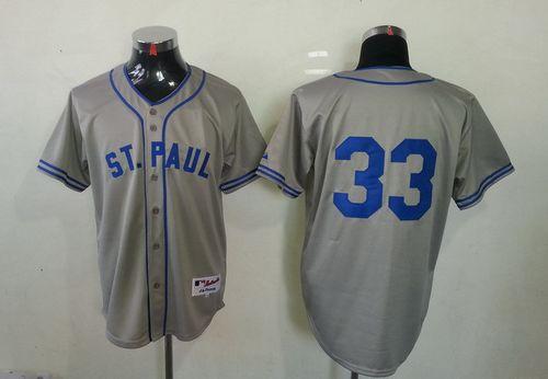 Twins #33 Justin Morneau Grey 1948 St. Paul Saints Turn Back The Clock Stitched Jersey