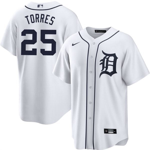 Detroit Tigers #25 Gleyber Torres White Cool Base Stitched Jersey