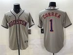 Houston Astros #1 Carlos Correa Gray Cool Base Stitched Jersey