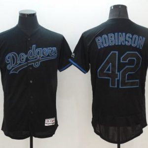 Dodgers #42 Jackie Robinson Black Fashion Flexbase Authentic Collection Stitched Jersey