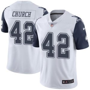 Cowboys #42 Barry Church White Stitched Limited Rush Nike Jersey