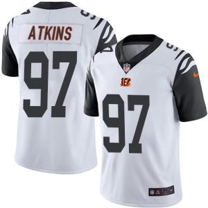 Bengals #97 Geno Atkins White Stitched Limited Rush Nike Jersey
