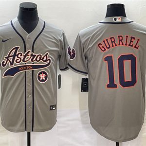 Houston Astros #10 GrayYuli Gurriel Gray With Patch Cool Base Stitched Jersey