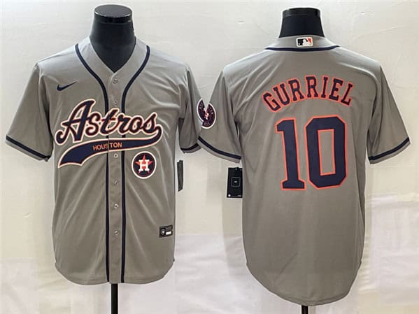 Houston Astros #10 GrayYuli Gurriel Gray With Patch Cool Base Stitched Jersey
