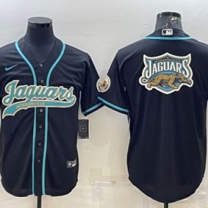 Jacksonville Jaguars Black Team Big Logo With Patch Cool Base Stitched Baseball Jersey