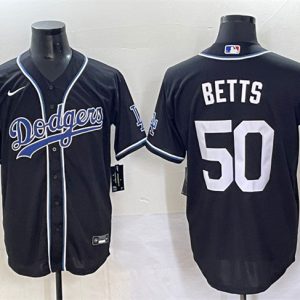 Los Angeles Dodgers #50 Mookie Betts Black Fashion Stitched Jersey