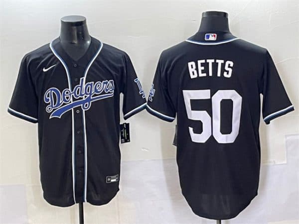 Los Angeles Dodgers #50 Mookie Betts Black Fashion Stitched Jersey
