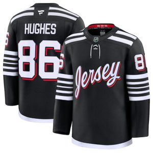 New Jersey Devils #86 Jack Hughes Black 2024-25 Alternate Stitched Jersey
