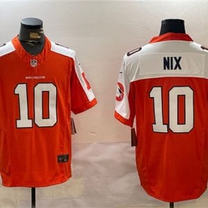 Denver Broncos #10 Bo Nix Orange 2024 F.U.S.E. Throwback Vapor Limited Alternate Stitched Jersey