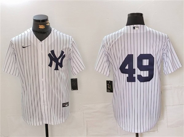 New York Yankees #49 Ron Guidry White Cool Base Stitched Jersey