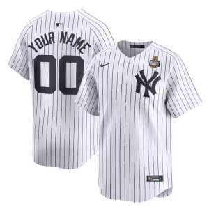 New York Yankees Custom White 2024 World Series Home Limited Stitched Jersey