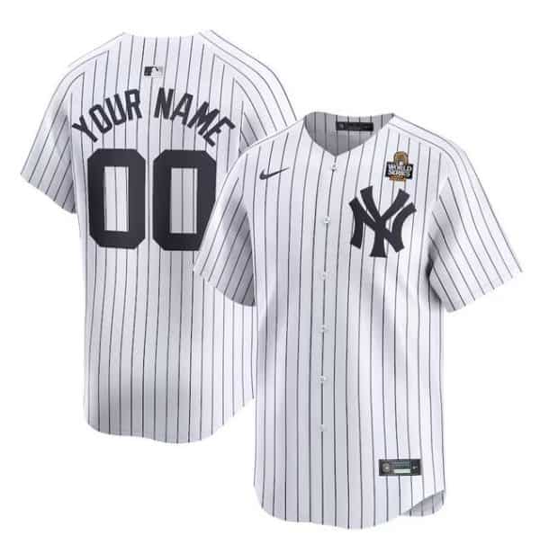 New York Yankees Custom White 2024 World Series Home Limited Stitched Jersey