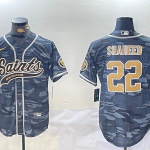 New Orleans Saints #22 Rashid Shaheed Gray Camo With Patch Cool Base Stitched Jersey