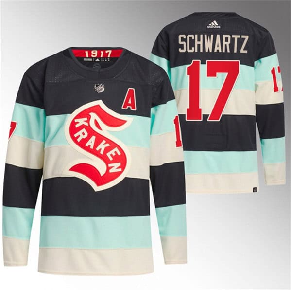 Seattle Kraken #17 Jaden Schwartz Deep Sea Blue 2024 Winter Classic Primegreen Stitched Jersey