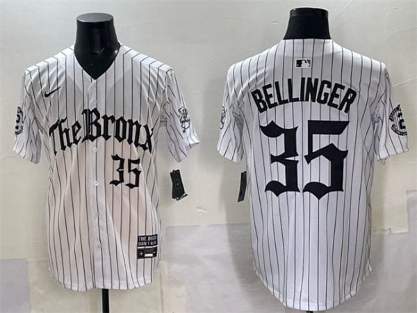 New York Yankees #35 Cody Bellinger White Pinstripe 'Gothic Legacy Edition' Vapor Premier Limited Stitched Jersey