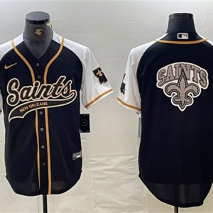 New Orleans Saints Team Big Logo Black White 1987 Legacy Cool Base Stitched Jersey
