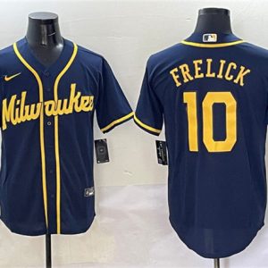 Milwaukee Brewers #10 Sal Frelick Navy Cool Base Stitched Jersey