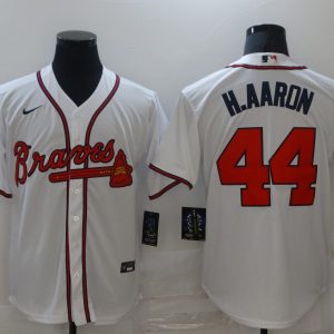Atlanta Braves #44 Hank Aaron White Cool Base Stitched Jersey