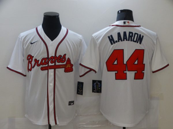 Atlanta Braves #44 Hank Aaron White Cool Base Stitched Jersey