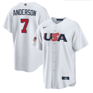 USA #7 Tim Anderson 2023 White World Classic Stitched Jersey