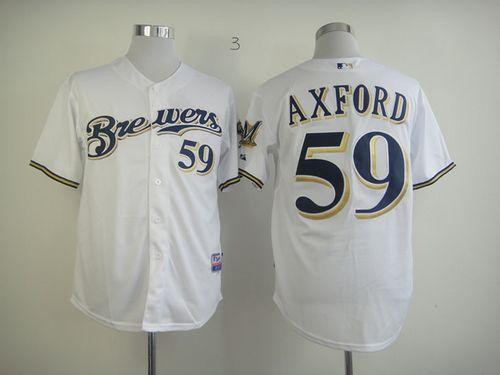 Brewers #59 John Axford White Cool Base Stitched Jersey