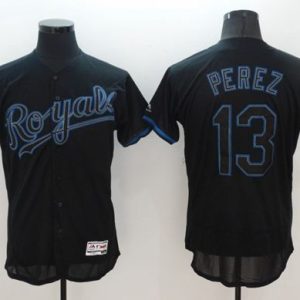 Royals #13 Salvador Perez Black Fashion Flexbase Authentic Collection Stitched Jersey